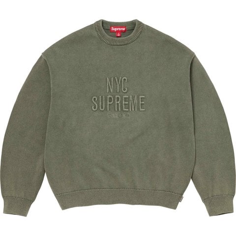 Supreme Overdyed Raised Sweater - Olive