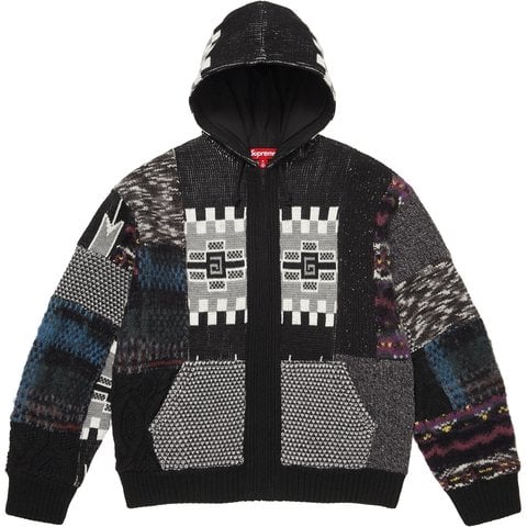 Patchwork Zip Up Hooded Sweater - Supreme