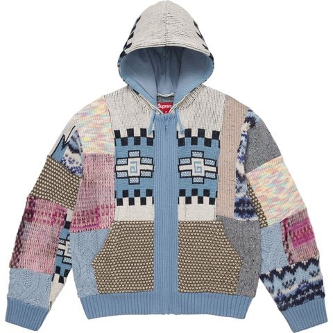 Patchwork Zip Up Hooded Sweater - Supreme