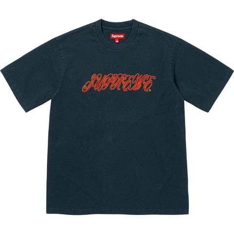 Supreme Raised Script S/S Top - Navy
