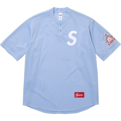 Supreme Shop S Logo Baseball Henley - Light Blue - London
