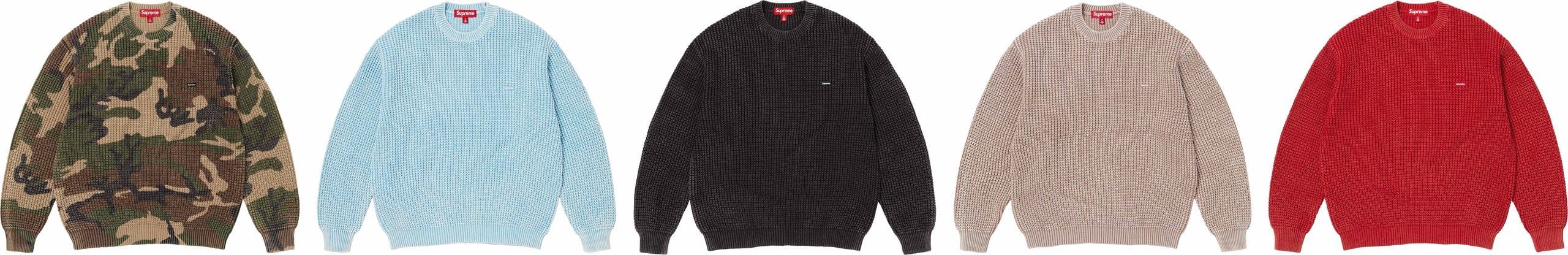 Washed Small Box Waffle Sweater - Supreme