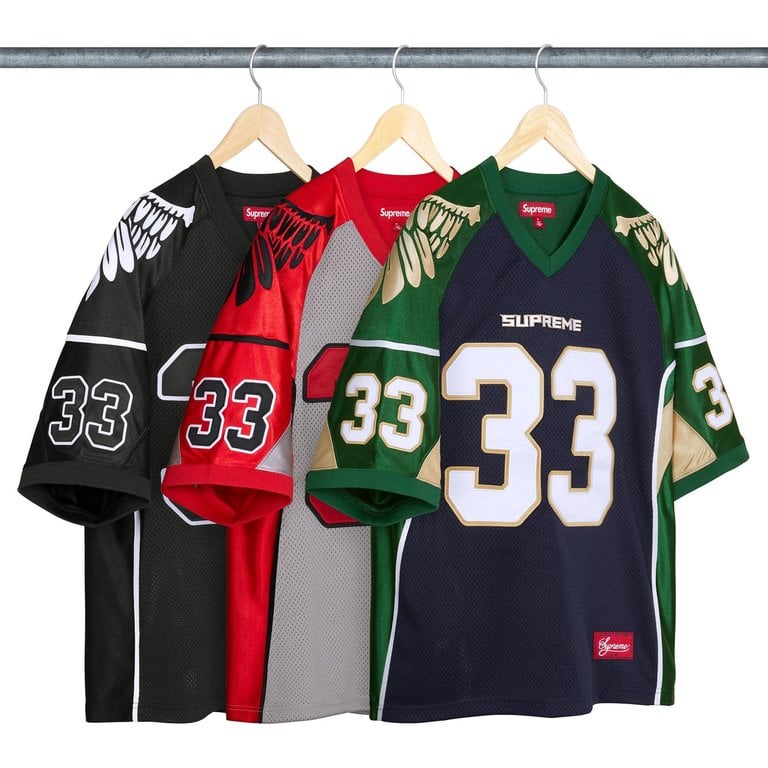 Supreme Wings Football Jersey poly eyelet mesh with tackle twill applique SS26 Week 14