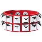Supreme Studded Leather Bracelet Red