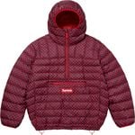 Supreme Micro Down Half Zip Hooded Pullover Red Checkerboard