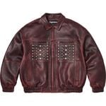 Supreme Multi Studded Leather Jacket Burgundy