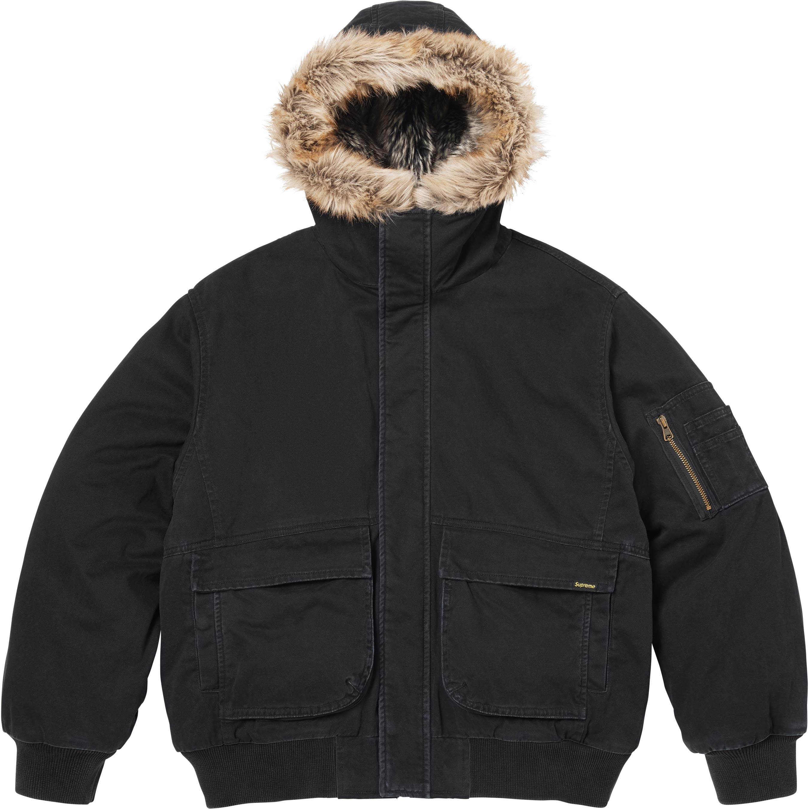 Supreme Reversible Faux Fur Hooded Work Jacket Black