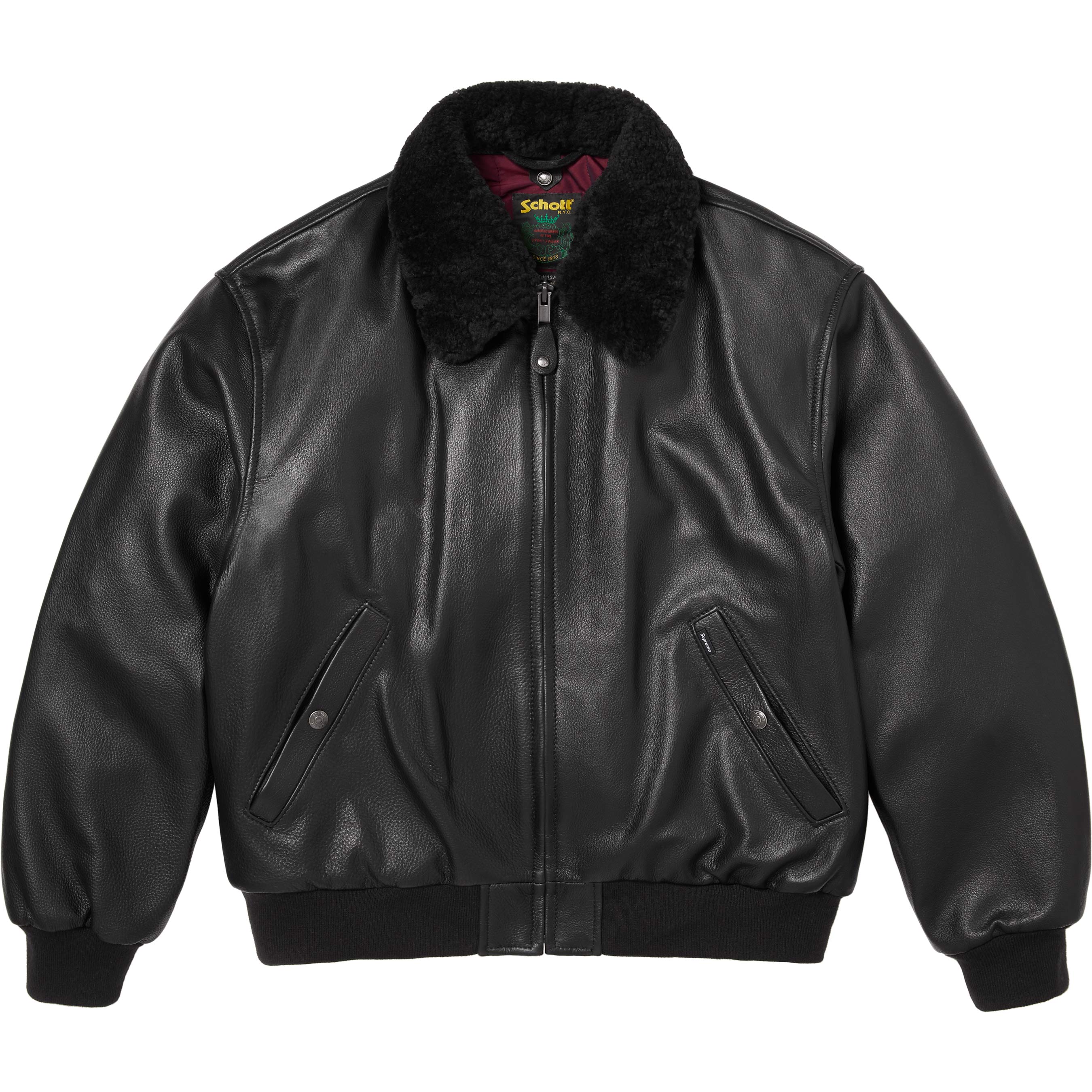 Supreme Supreme®/Schott® Shearling Collar Bomber Jacket Black