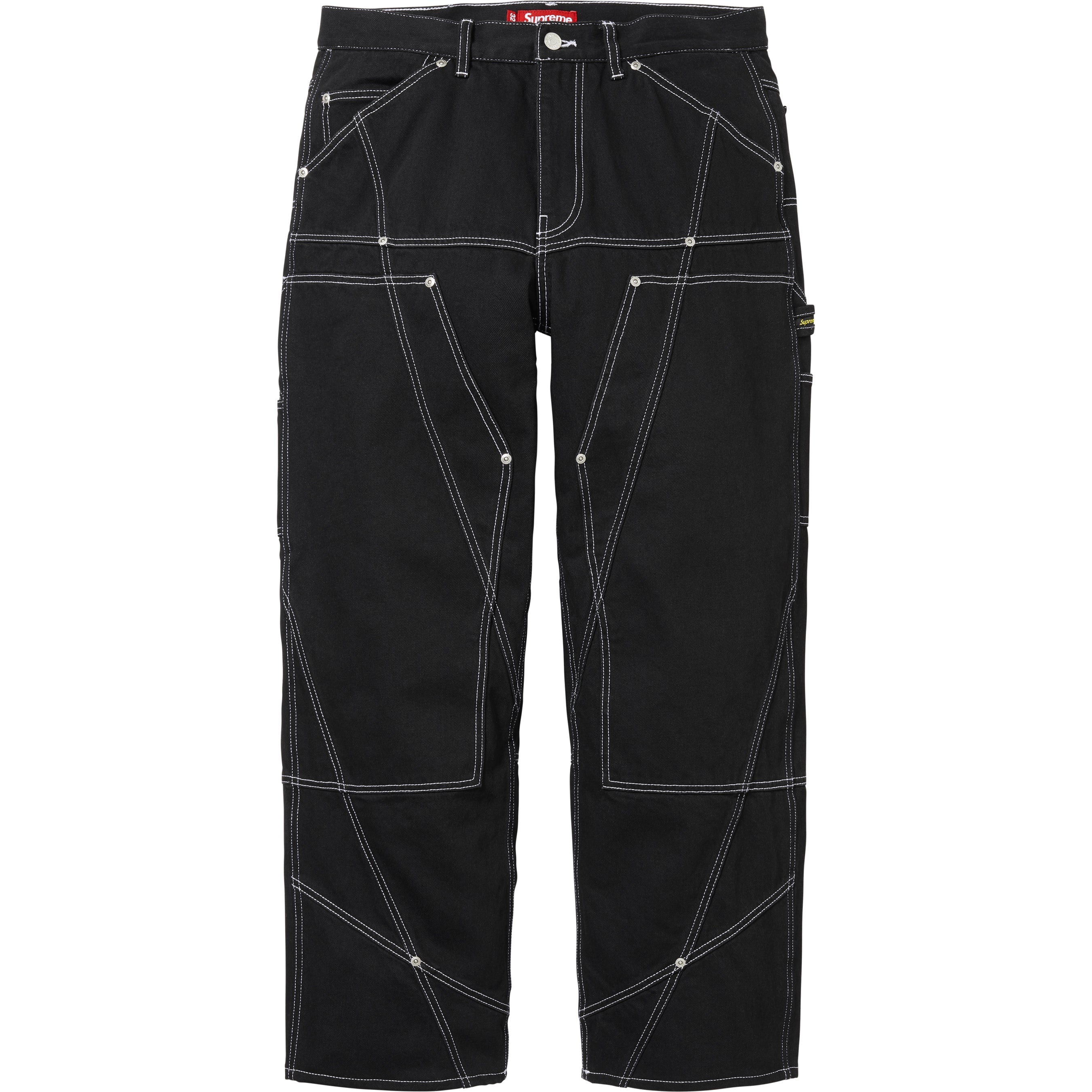 Supreme Contrast Stitch Double Knee Painter Jean Black