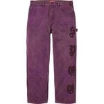 Supreme Leather Appliqué Double Knee Painter Pant Purple