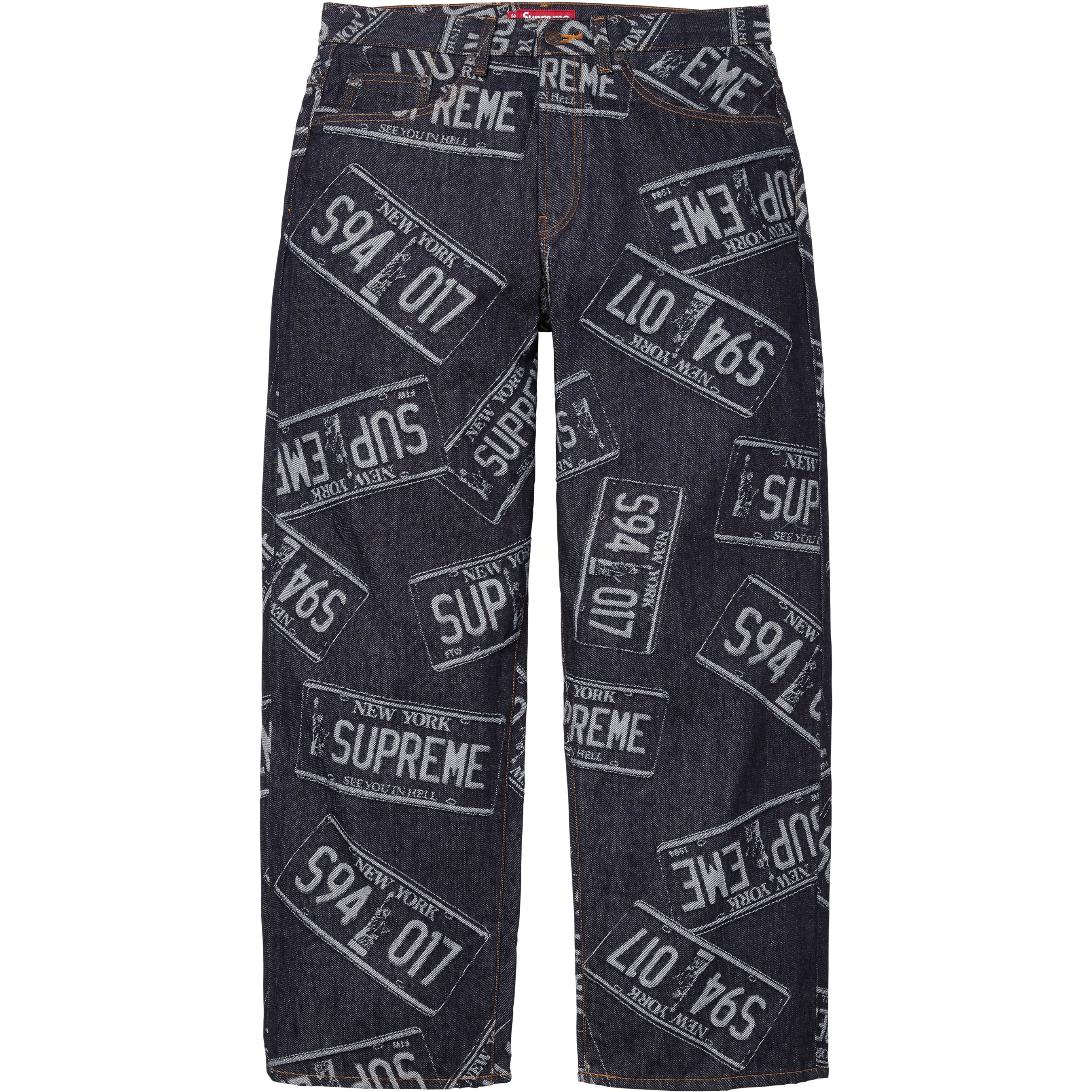Supreme License Plate Baggy Jean Rigid Indigo