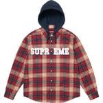 Supreme Appliqué Hooded Flannel Shirt Red