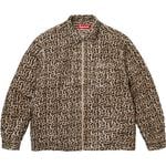 Supreme Leopard Frayed Zip Up Shirt Tan