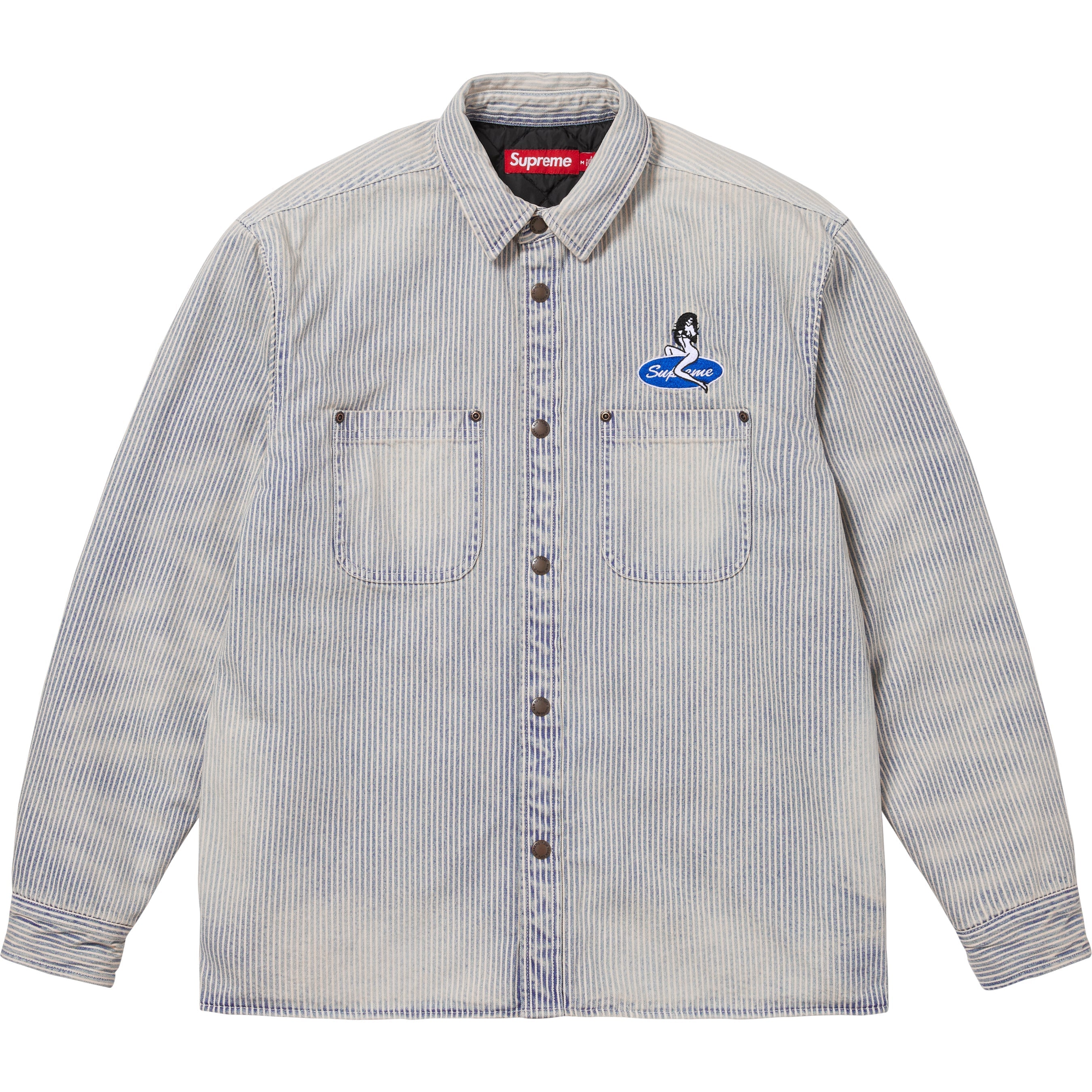 Supreme Quilted Lined Denim Snap Shirt Stripe