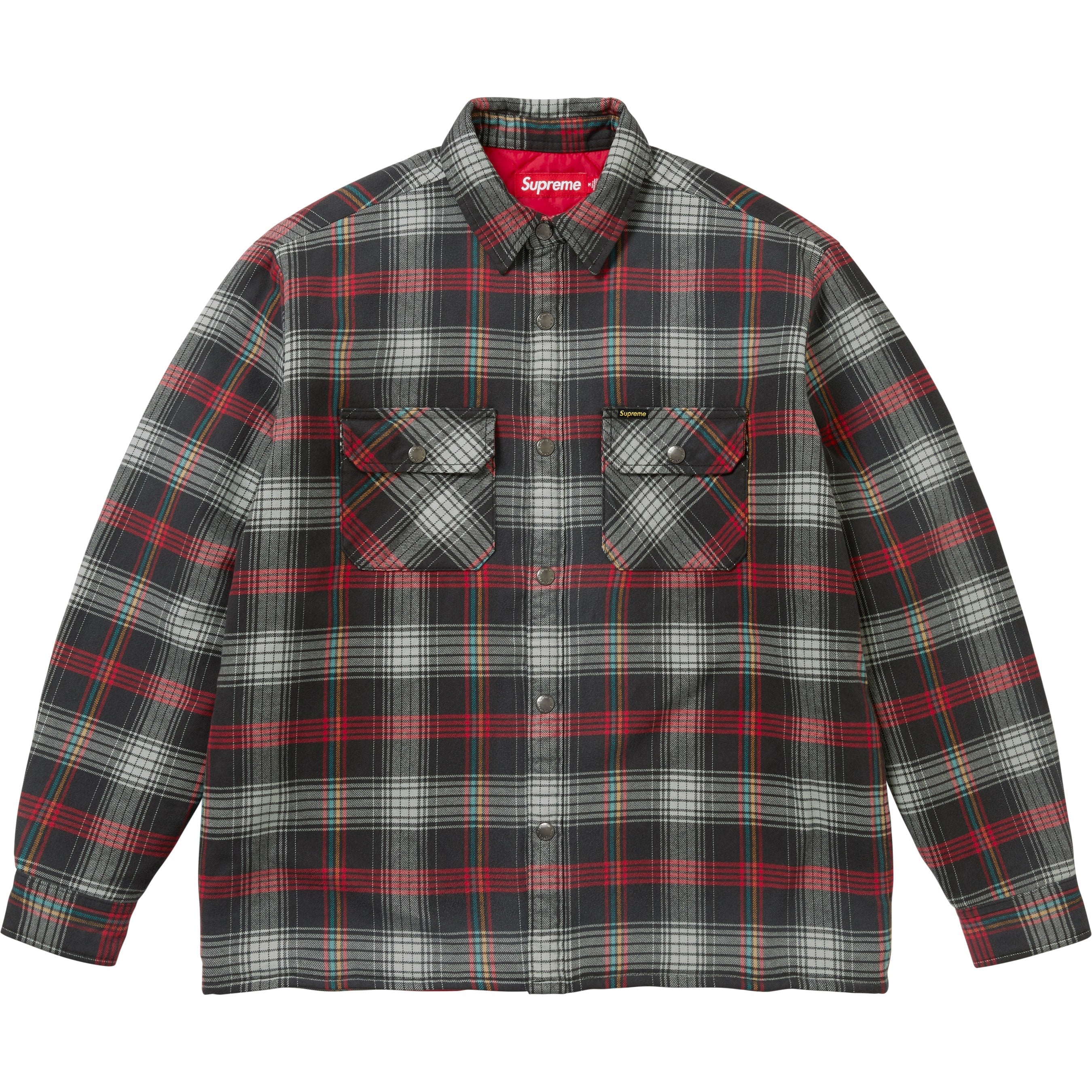 Supreme Quilted Lined Flannel Snap Shirt Black