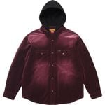 Supreme Quilted Lined Hooded Velvet Snap Shirt Plum