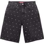 Supreme Stars Studded Baggy Denim Short Black