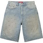 Supreme Stars Studded Baggy Denim Short Washed Indigo
