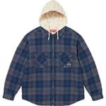 Supreme Thermal Lined Hooded Flannel Zip Up Shirt Blue