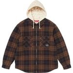 Supreme Thermal Lined Hooded Flannel Zip Up Shirt Brown