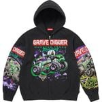 Supreme Monster Jam™ Grave Digger™ Zip Up Hooded Sweatshirt Black