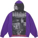 Supreme Paris Is Burning Zip Up Hooded Sweatshirt Purple