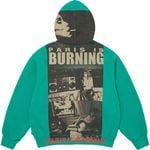 Supreme Paris Is Burning Zip Up Hooded Sweatshirt Teal