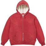 Supreme Shearling Lined Zip Up Hooded Sweatshirt Dark Red