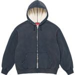 Supreme Shearling Lined Zip Up Hooded Sweatshirt Navy
