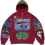 Supreme Warriors Appliqué Zip Up Hooded Sweatshirt Cardinal