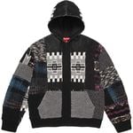 Supreme Patchwork Zip Up Hooded Sweater Black