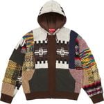 Supreme Patchwork Zip Up Hooded Sweater Brown