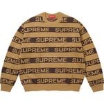 Supreme Stripe Logo Sweater Tan